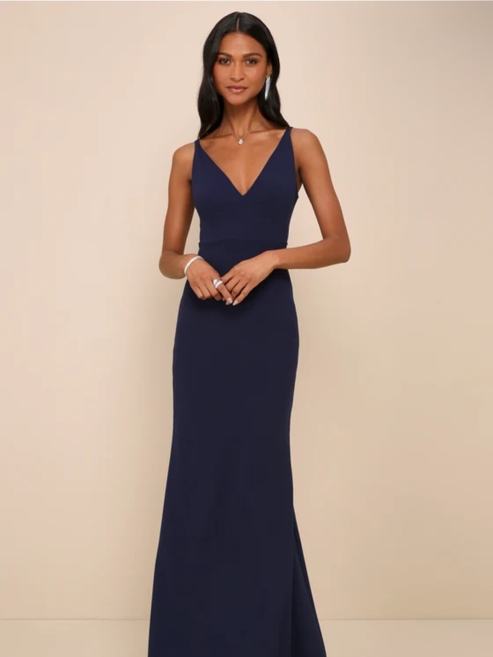 Lulu's Midnight Navy V-Neck Maxi Dress